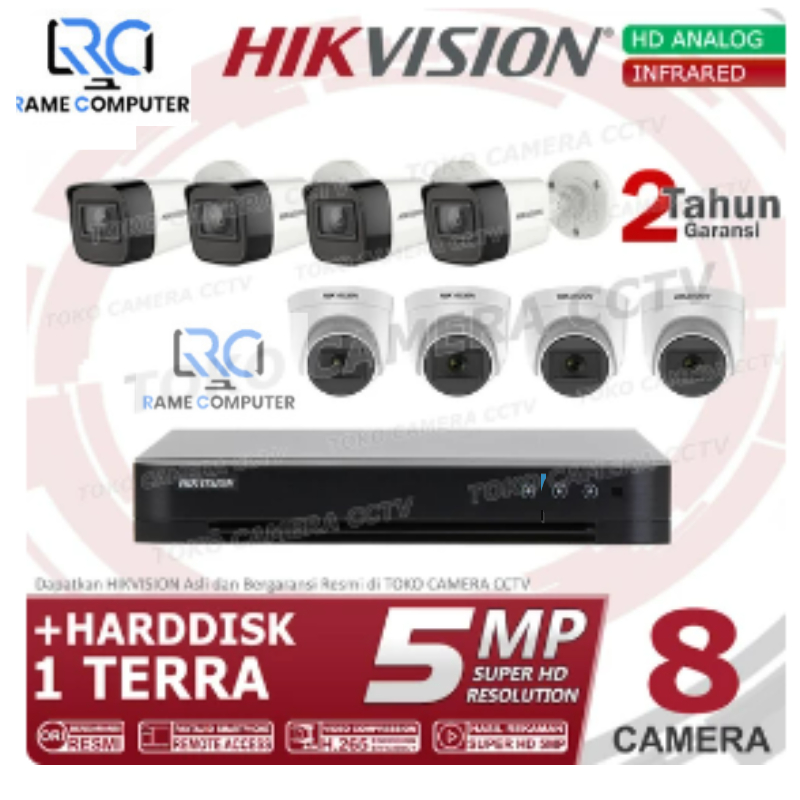 PAKET CCTV HIKVISION 5MP 8 CHANNEL HDD 1TB