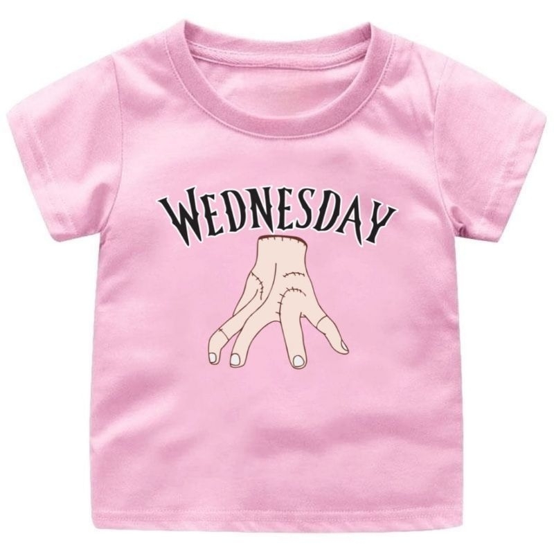 Baju Kaos Anak Cewek-Cowok WEDNESDAY VIRAL TERBARU(Tangan) 1-12Tahun//pakaian anak laki laki/perempuan