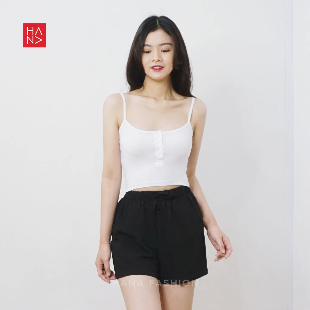 Hana Fashion - Evelyn Button Tank Crop Top Atasan Wanita - TT053