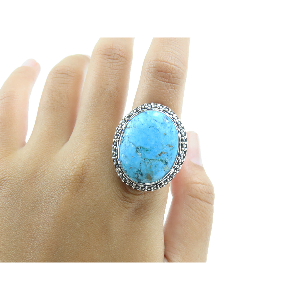 Cincin Permata Turquoise Perak 925