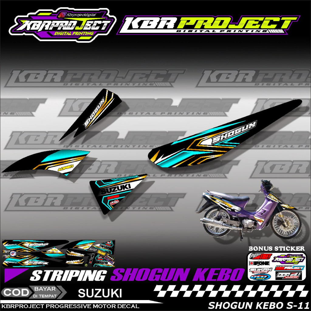 SHOGUN KEBO 1996 STIKER MOTOR KEREN Stiker Striping Variasi Motor SUZUKI Racing S.11 TRANSPARAN Cod
