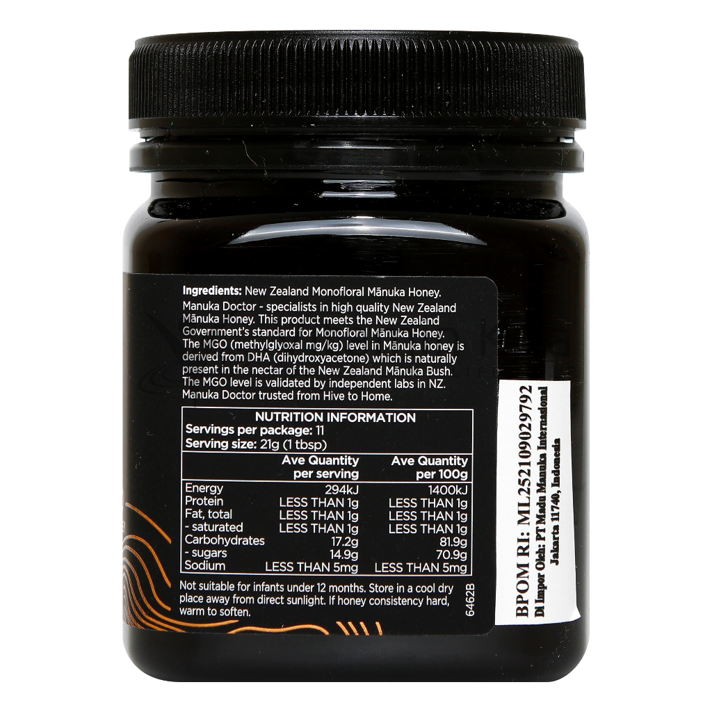 MANUKA DOCTOR MGO 850+ 250GR | meningkatkan imunitas dan sistem pertahanan tubuh | antibakterial tinggi