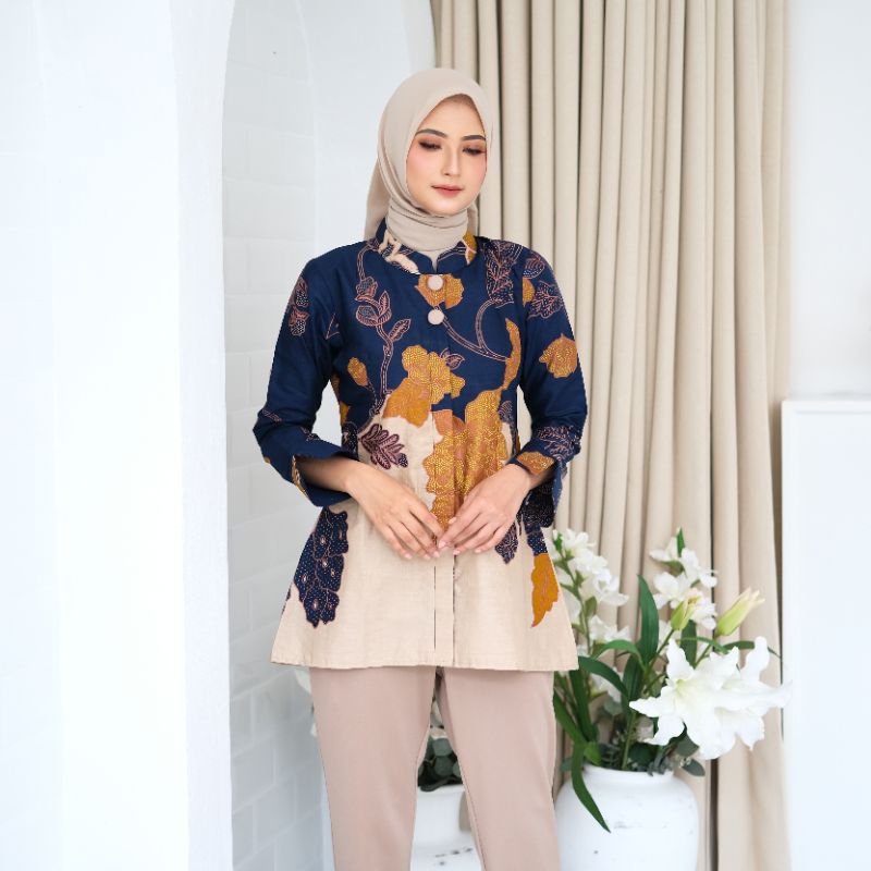 ATASAN BATIK WANITA MODERN BAJU BATIK KANTOR WANITA BATIK NEW BLUS SERAGAMAN