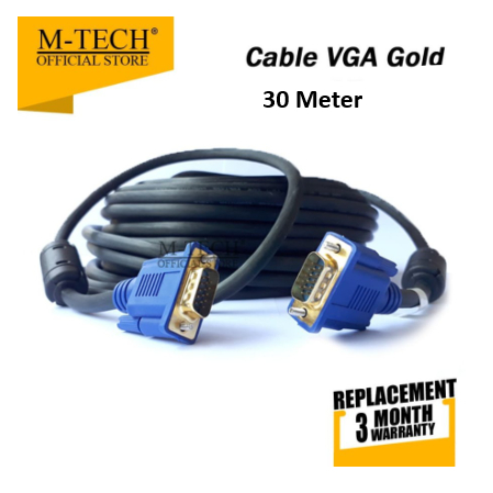 Cable Vga m-tech 30 meter m-m 1080p for monitor tv projector - Kabel vga d-sub 15 pin mtech 30m full hd for pc laptop cpu