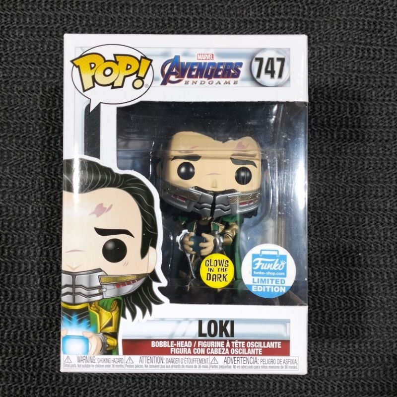 Funko Pop Marvel Avengers Endgame: Loki (With Tesseract ) (Glows In The Dark) #747 (Funko Shop Limit