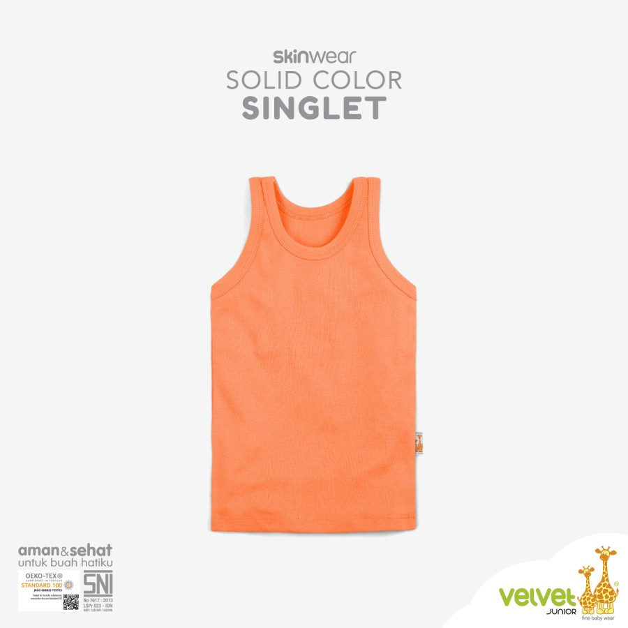 Baju Bayi Singlet Kaos Dalam Anak Velvet Junior Skinwear Solid Color Warna Polos 1pcs