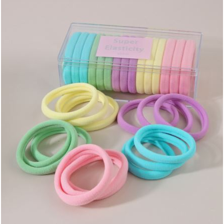 IKAT RAMBUT SET ISI 15 PCS SUPER KUAT PONYTAIL ELASTIS WANITA POLOS KUNCIR ALA KOREA TOPLES KARET RAMBUT