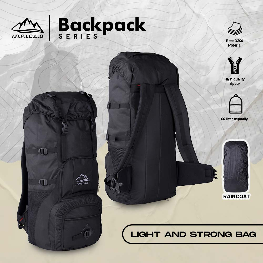 Justrue Ransel Gunung Pria Wanita 60 Liter Hitam 659