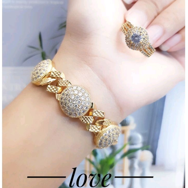 Xuping gelang dan cincin lapis emas 24k 0903m