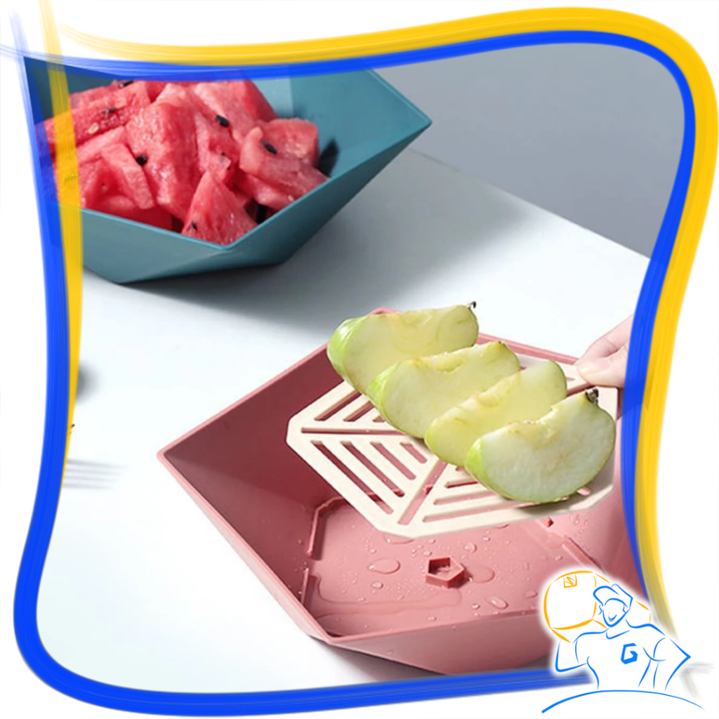 Mangkok Tempat Buah 2 in 1 Nampan Tirisan Buah Storage Multifungsi