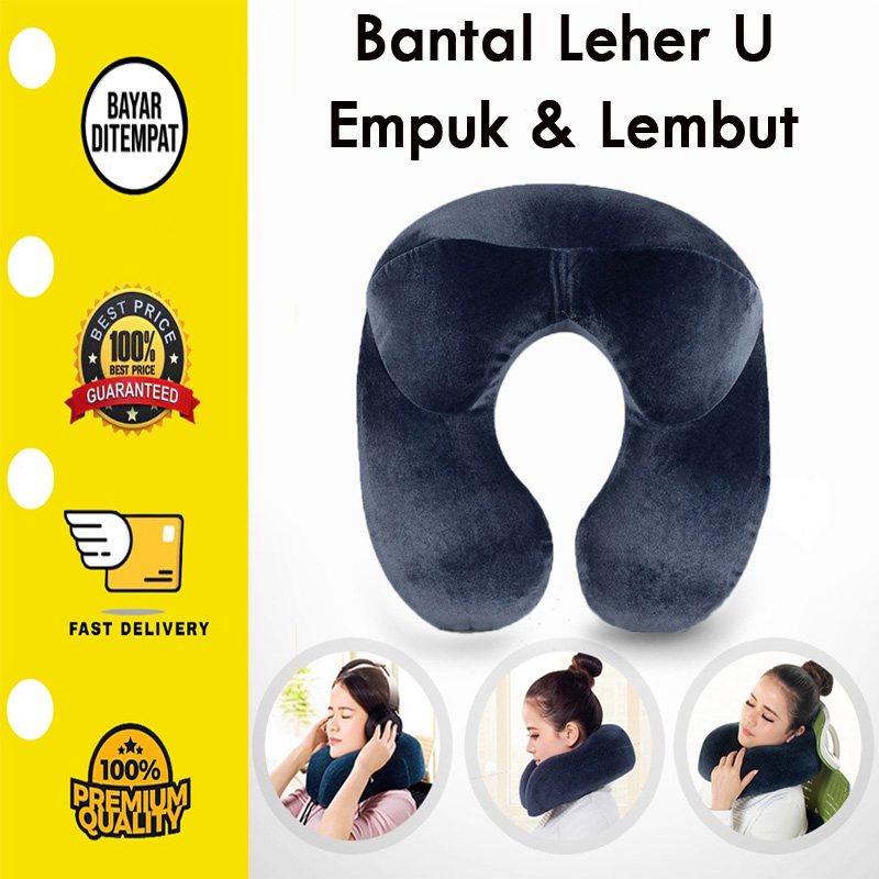 [BISA COD] Bantal Leher U-Shape Inflatable Travel Neck Pillow Empuk Super Lembut