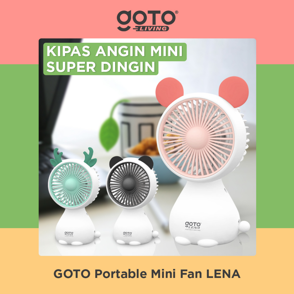 Goto Lena Kipas Angin Kecil Karakter Mini Fan Duduk Meja Portable USB