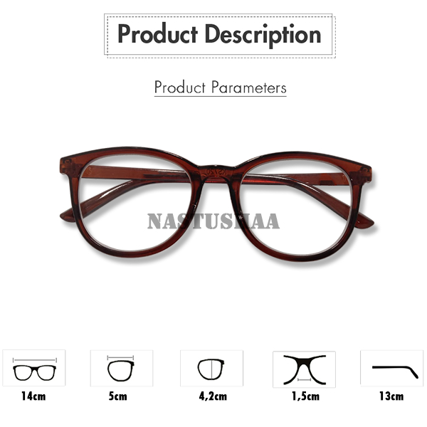 Kacamata Lensa Minus -0.50 s.d -4.00 Pria Wanita Kacamata Rabun Jauh Bingkai Oval Warna Coklat Unisex NOCASE