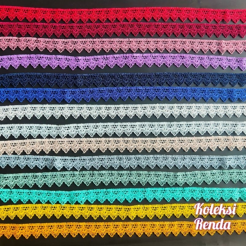 Renda giper, renda gyper, renda stretch, renda rajut lebar 1,7cm (per roll 15 yard)