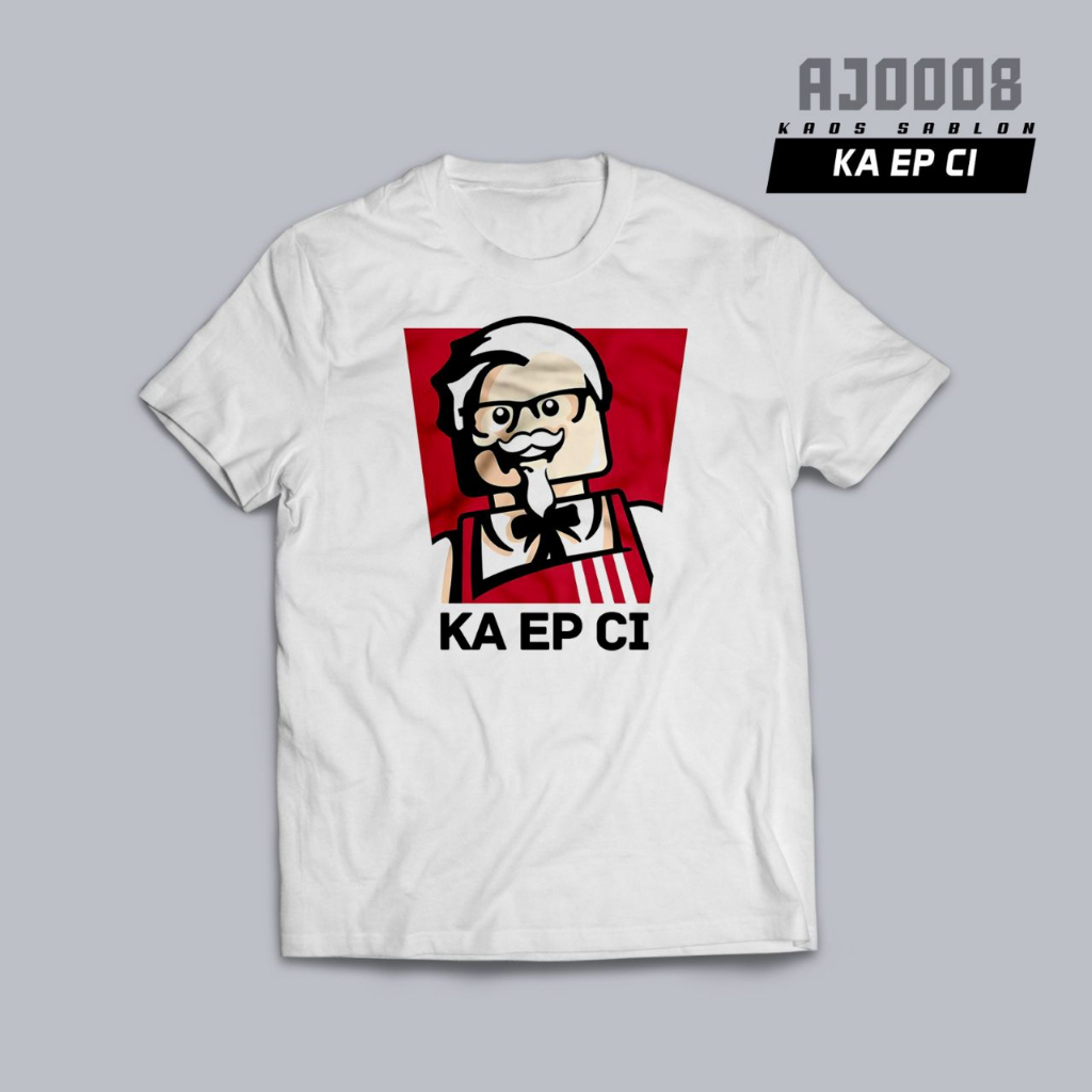Kaos Baju distro Plesetan KFC Lego terbaru pria / wanita Putih XS - 6XL