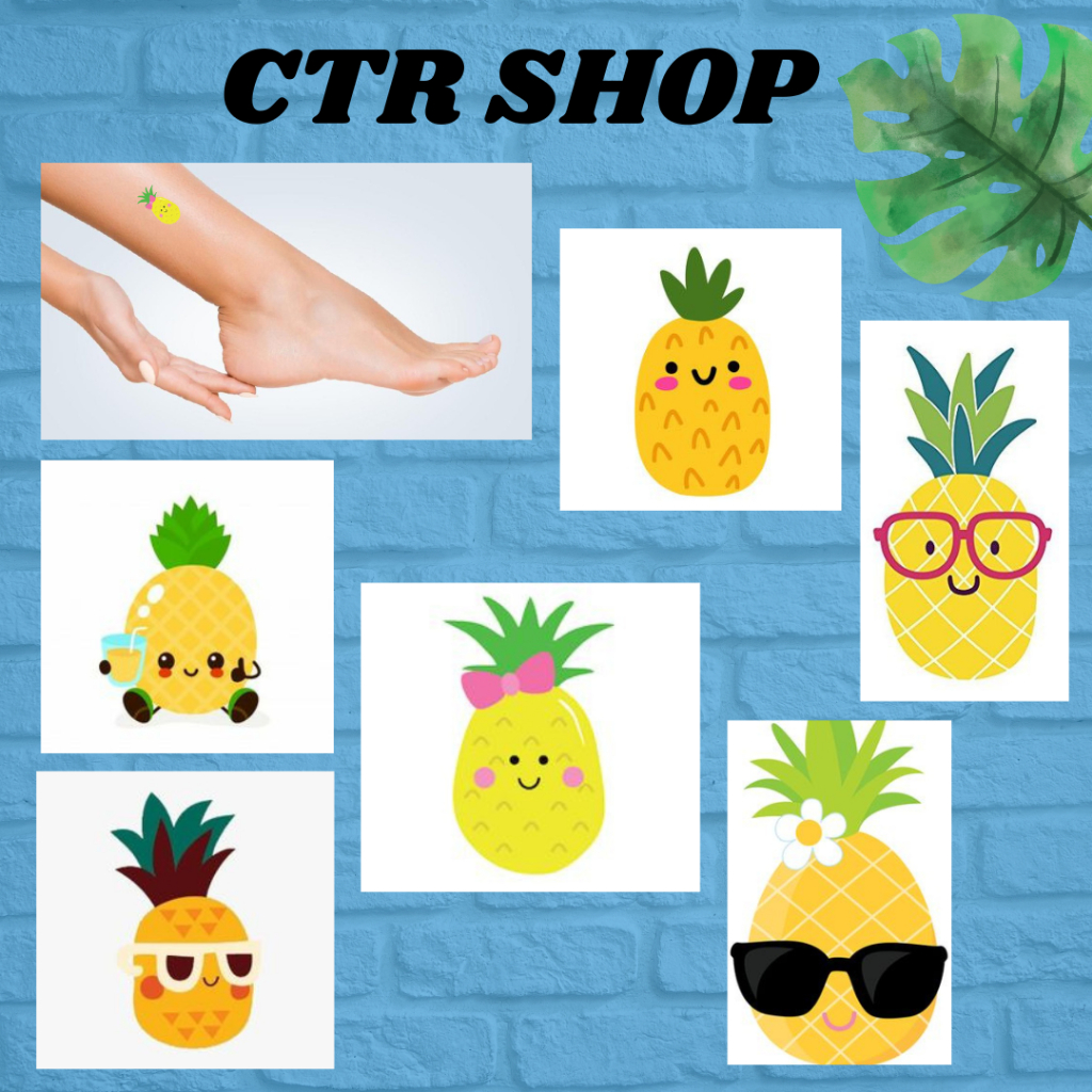 Tato temporary waterproof dan tahan lama gambar nanas aman untuk anak semi permanen ,sejenis fruit i
