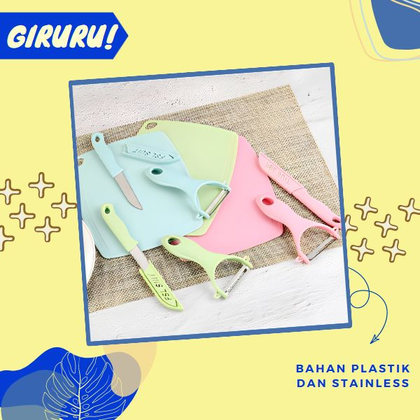 3 in 1 Pisau + Tatakan Set / Peeler Stainless / 3 IN 1 PISAU SET TALENAN / Peeler Pisau Talenan satu paket 3 in 1 Alat Dapur Satu Set Pisau Pengupas dengan Talenan Serbaguna / PISAU SET TALENAN 3IN1 STAINLESS PISAU PENGUPAS BUAH SAYUR DAPUR KNIFE PEELER