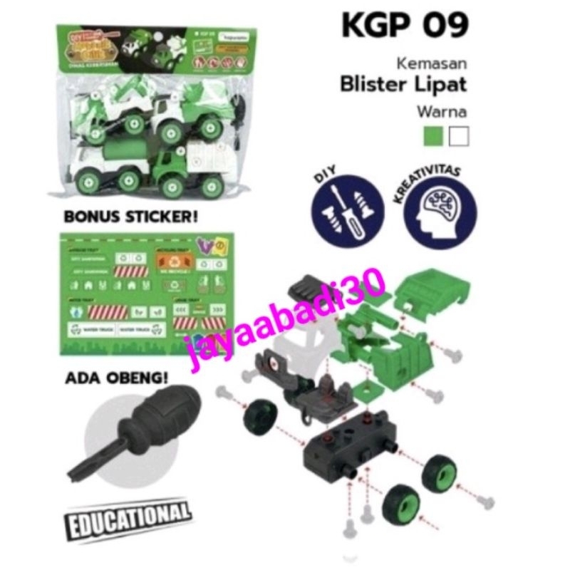 MAINAN MOBIL-MOBILAN KONTRUKSI-DINAS KEBERSIHAN / DIY MEKANIK CILIK / KGP 09/ KGP 10