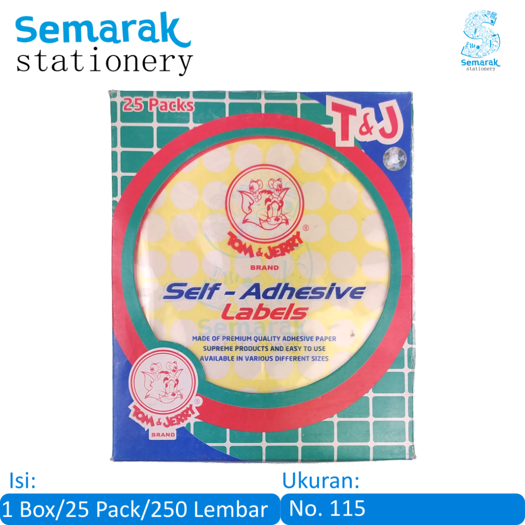 

Tom & Jerry Self-Adhesive Labels Sticker Label No. 115 ( 17mm ) [1 Box / 25 Pack / 250 Lembar]