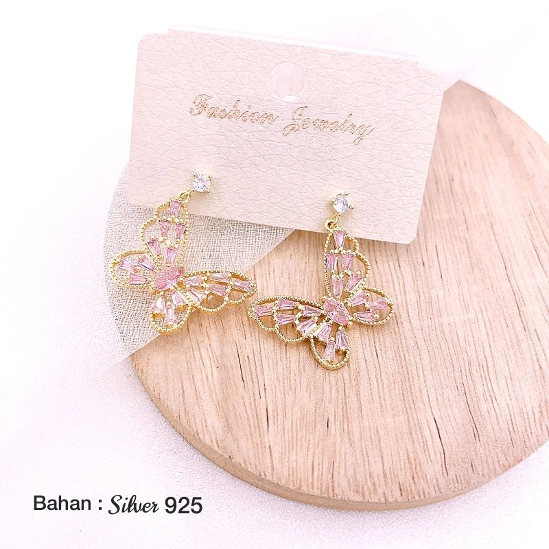 Anting Silver925 perak Anting zircon mata tanam Kilau mirip emas asli Premium Quality  Anti Karat Anti Alergi Earring a117