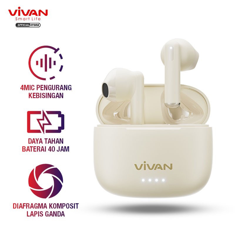 VIVAN GT2 TWS Wireless Earphone Airbuds Infinity BT 5.3 Playtime 40H ORIGINAL Infinity GT2 TRUE WIRELESS EARBUDS Bluetooth  5.3