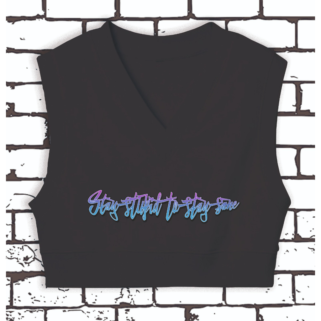 VEST CROP WANITA JUST STAY LAUGH // ROMPI CROP WANITA LUCU PREMIUM FLEECE TEBAL TERBARU