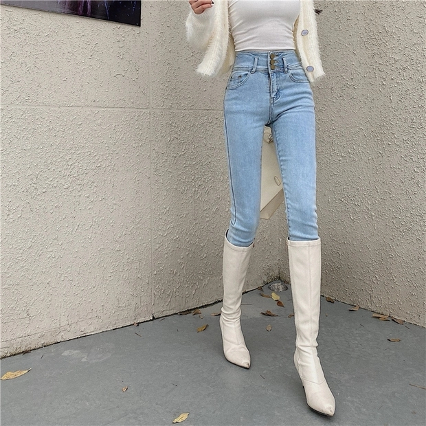 Celana Jeans Biru Highwaist Wanita Premium Jeans Stretch Wanita Kancing Jeans Wanita