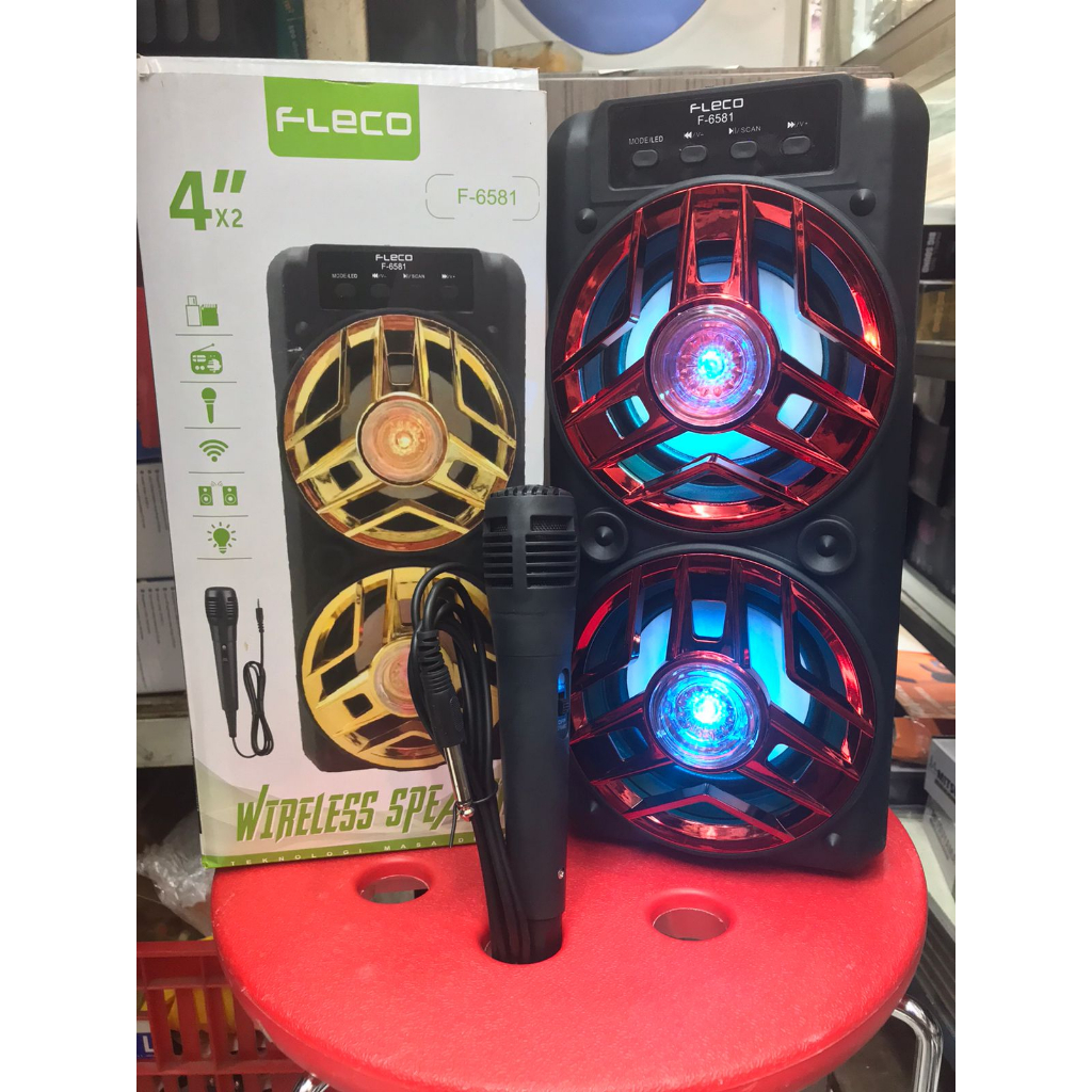 COD~SPEAKER KARAUEKE BLUETOOTH PORTABLE SUPER BASS FLECO F-6581/ SPEAKER BLUETOOTH/USB/TF CARD/RADIO SUPER BASS MURAHH