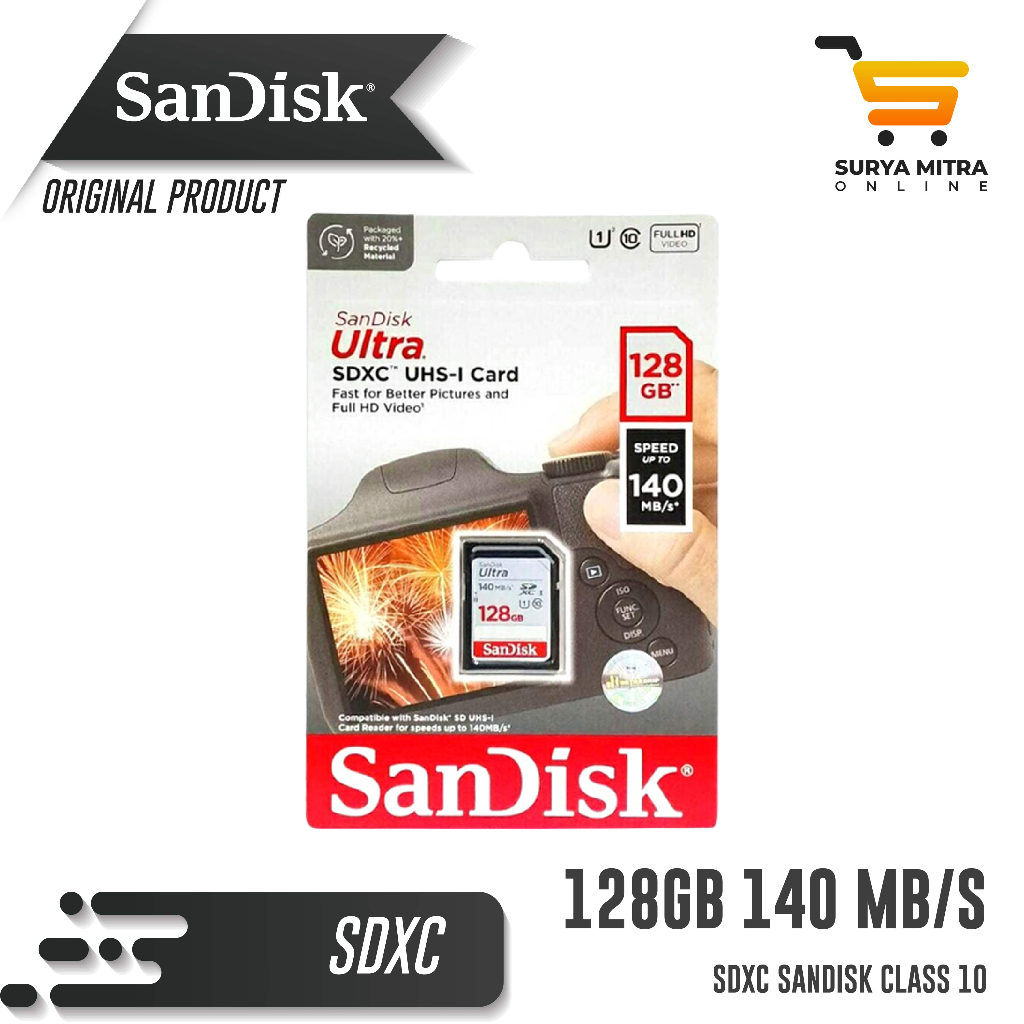 SD Card SanDisk Ultra SDXC 128GB 140MB/s class 10