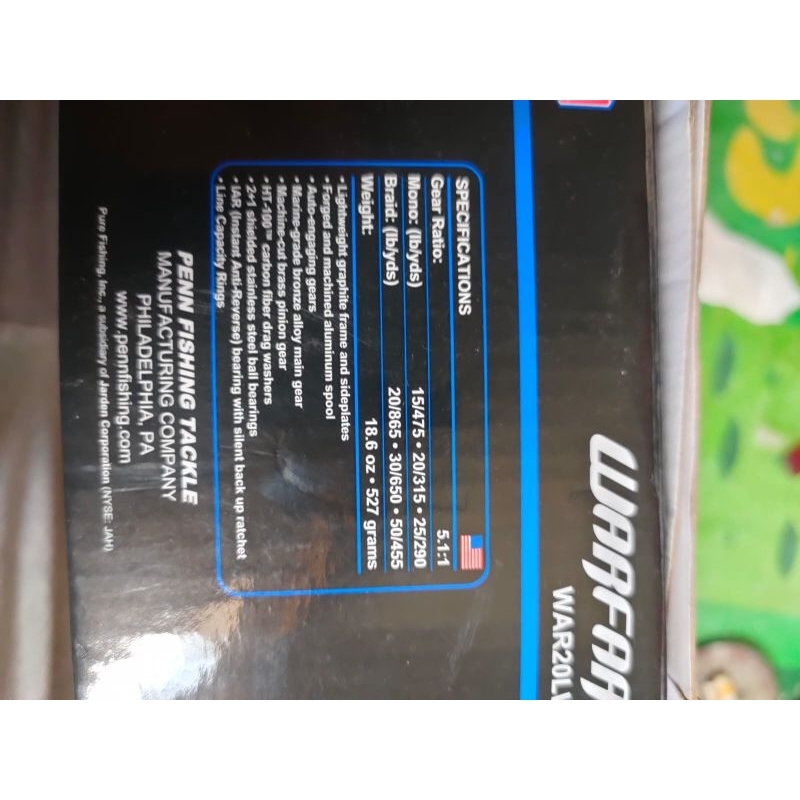 Reel penn warfare 20LWLH Reel OH New bonus senar PE 300 mtr