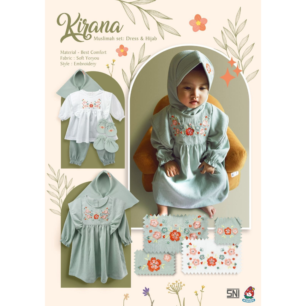 ICHIGO MURAH TUNIK  / SETELAN KIRANA DRESS BAYI ANAK PEREMPUAN FASHION MUSLIM RAMADHAN