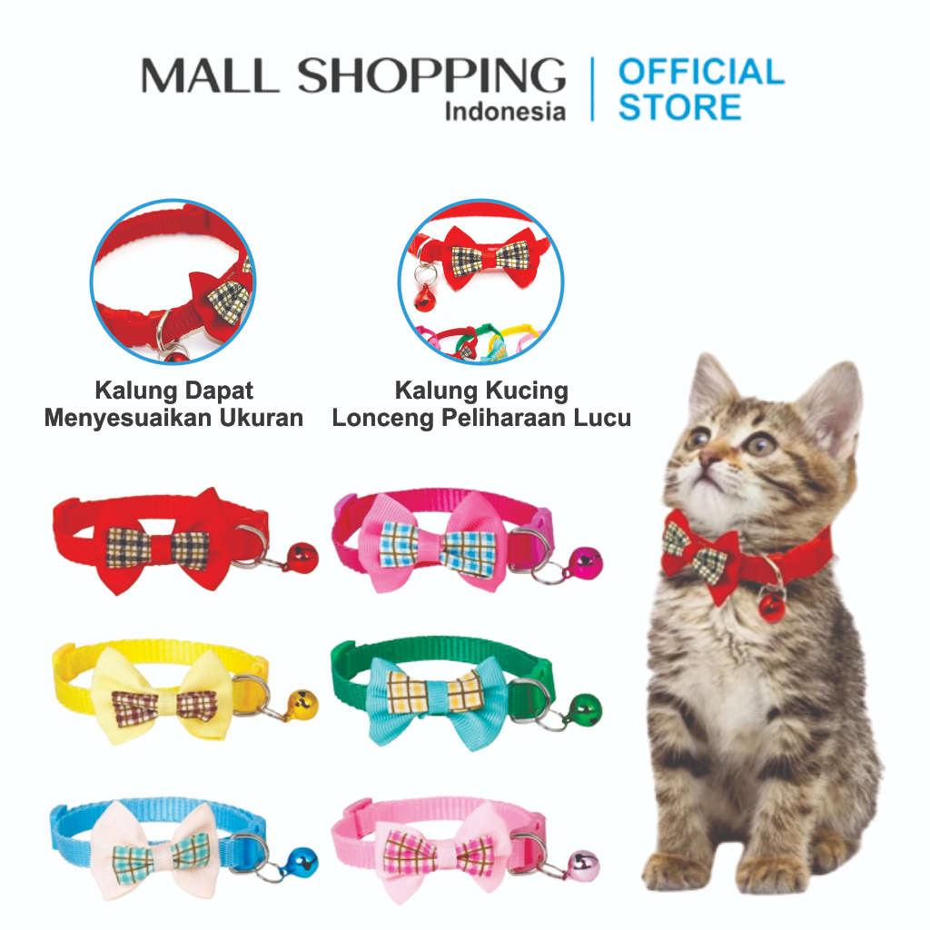 Kalung Kucing Lonceng Tali Leher Hewan Peliharaan lucu Cat Dog Collar Motif Pita H438 Mallshopping