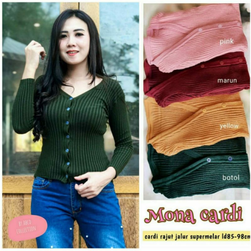 MONA CARDI WANITA BAHAN RAJUT IMPORT
