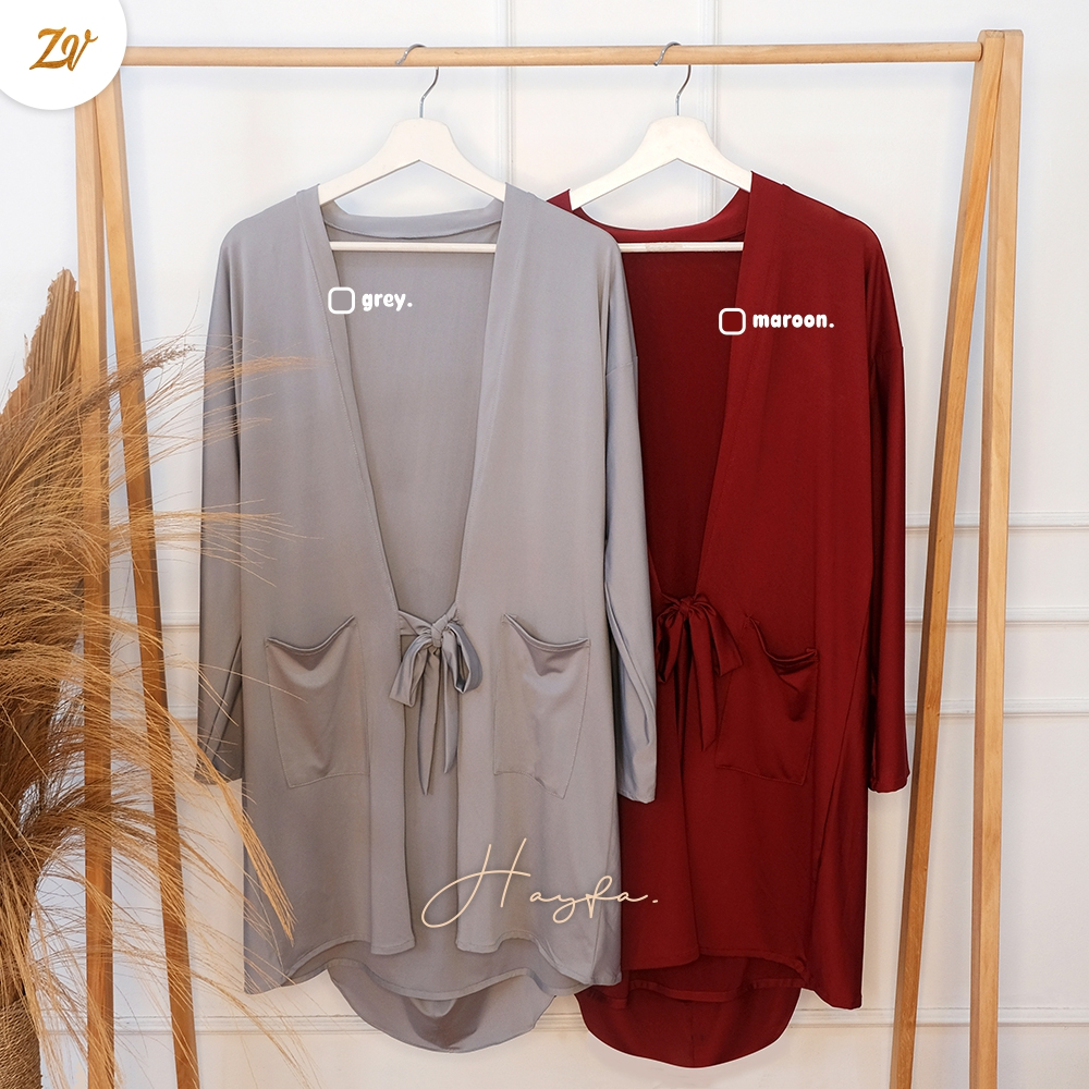 Hayfa Cardigan Hijab l Cardigan Simple plus Hijab Instan l Cardigan By Zaneva