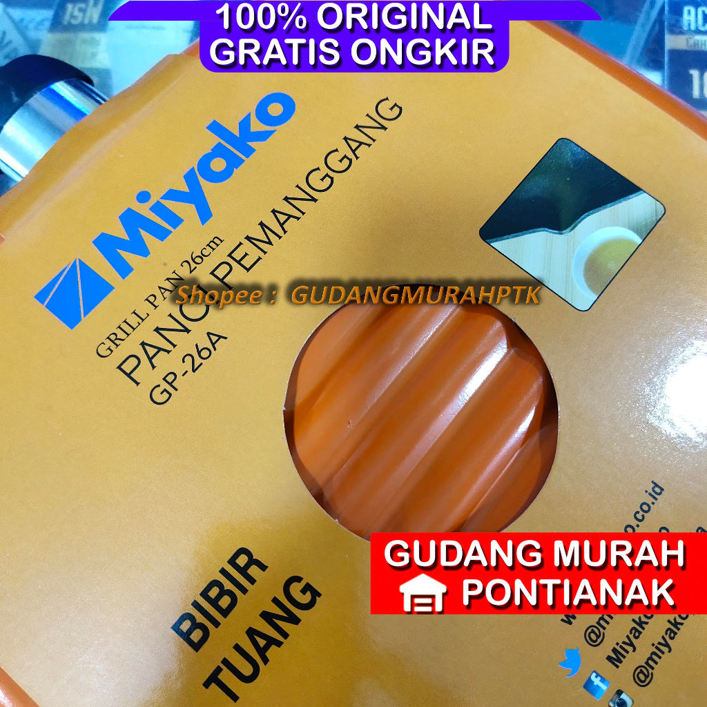 Miyako GP-26A Grill Pan 26 cm Griddle Pan Penggorengan Grill Non Stick 26 cm Miyako GP 26 A Tidak Lengket