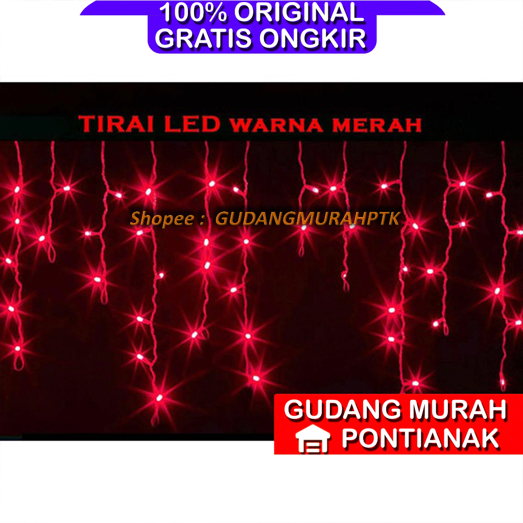 Lampu Tirai Hias Tumblr 4.5M 4,5M 4,5 Meter Warna Warni Warm White Putih HIJau Pink Ungu Merah Biru Tahun baru Natal idull fitri ulang tahun atau acara lain