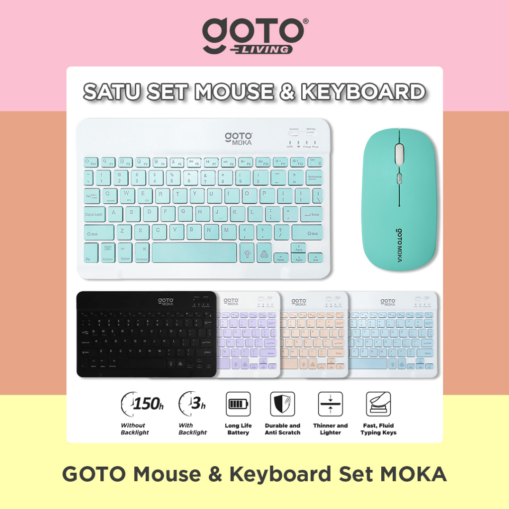 Goto Moka Keyboard Mouse Set Wireless Laptop Komputer Portable
