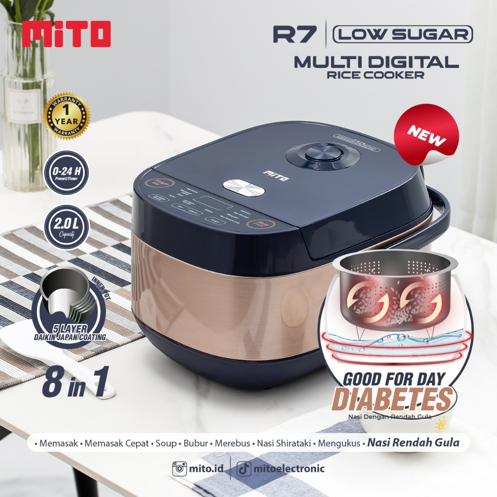 Mito R7 Digital Rice Cooker 2L Low Sugar 8in1 Magic Com 2 Liter