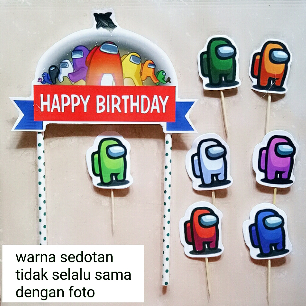 hiasan kue cake topper ulang tahun karakter Among Us AmongUS