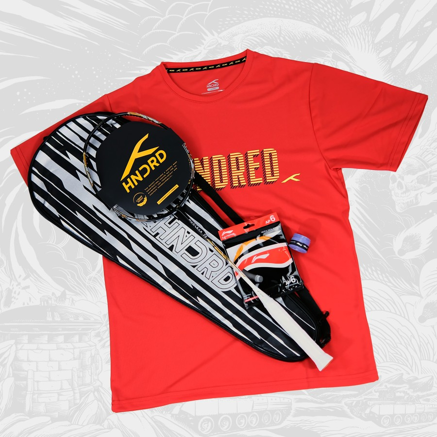 Raket Badminton Hundred / HNDRD Nuclear 72 Black White Gold