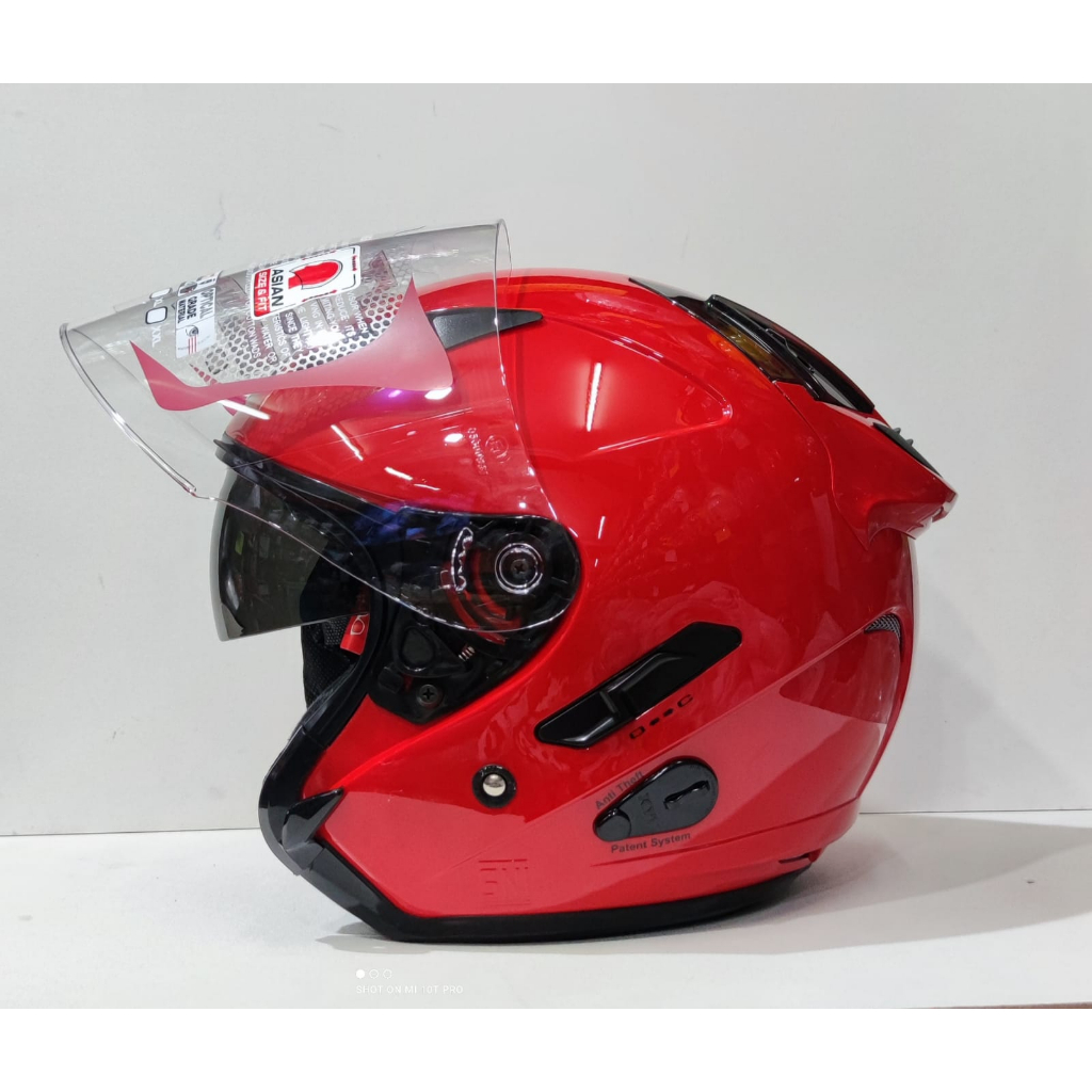 KYT GALAXY FLAT R Solid FIRE  RED / MERAH FERARI DOUBLE VISOR ORIGINAL