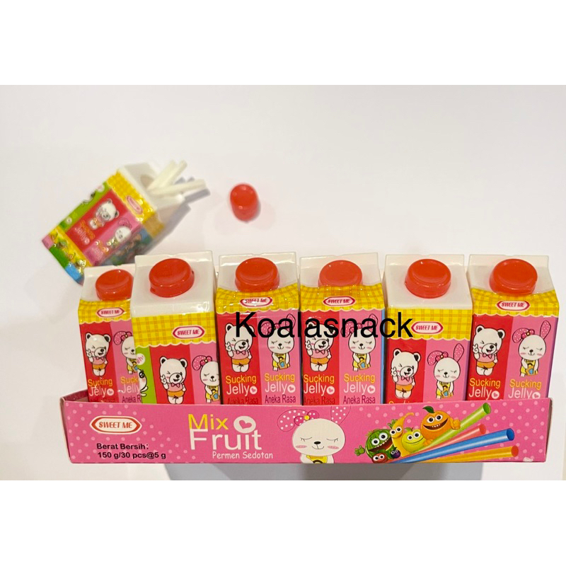 Jelly stick kotak susu mini Mix Fruit Panda permen sedotan PAK isi 30 pcs x5g