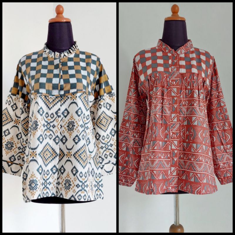 Batik wanita modern  ASJ SA HRB026 Kenongo Kemeja Tosca