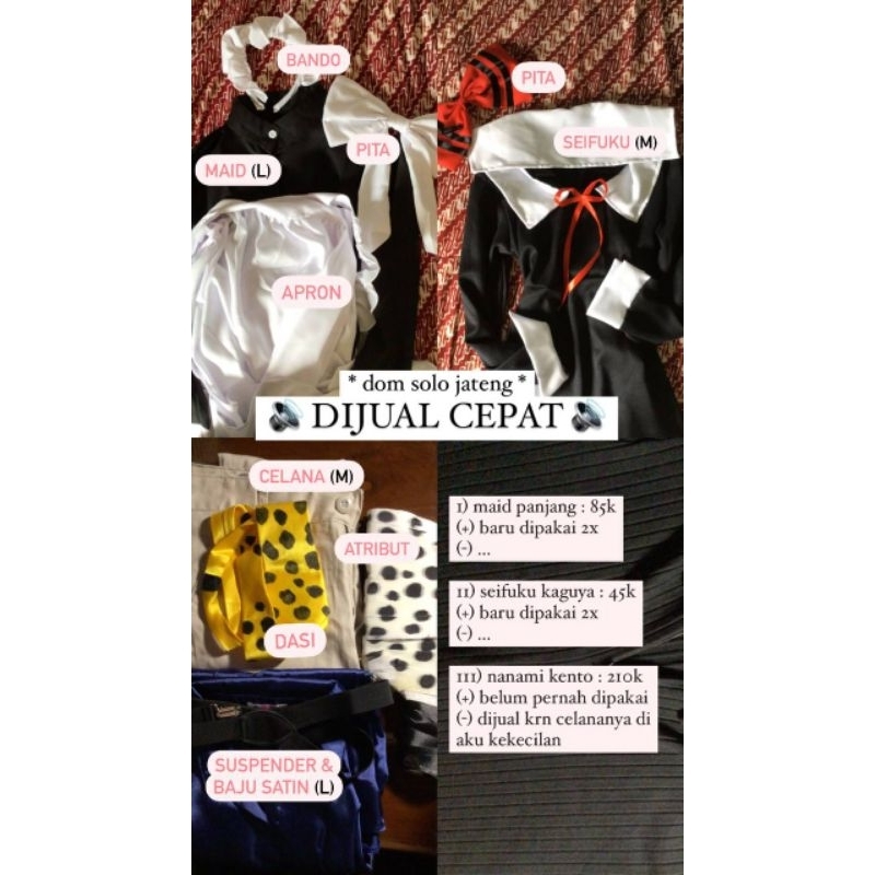 JUAL COSTUME PRELOVED MAID KAGUYA NANAMI KENTO