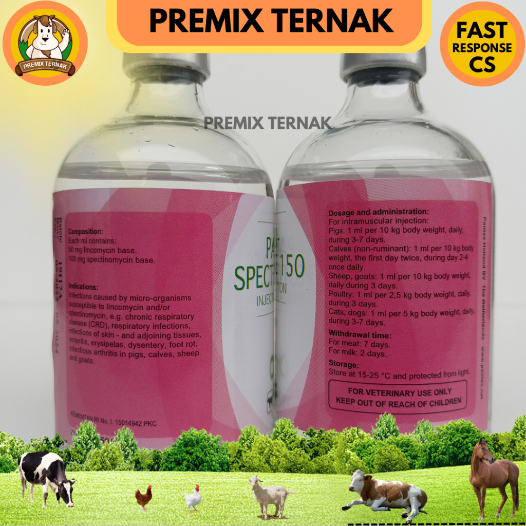 PANTEX SPECTOLIN 100ml - Obat Snot Cekrek Ngorok Ayam Ampuh - Like LS Injection Interspectin L Lincospecs