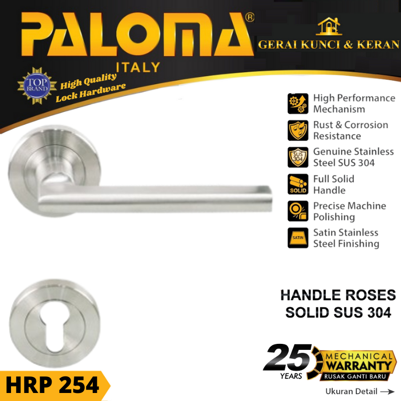 Handle Pintu Roses PALOMA HRP 254 LHS RUBEN STAINLESS STEEL