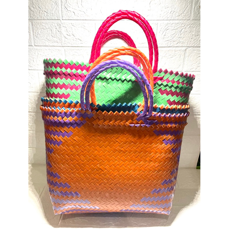 Keranjang Belanja Keranjang Anyaman Plastik Tas Anyaman Belanja - Jumbo