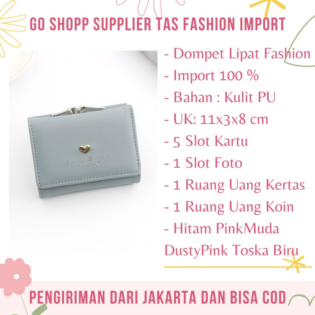 Dompet Koin Lipat Mini Wanita Import Kulit PU Fashion Korea Model Terbaru Kekinian PD16