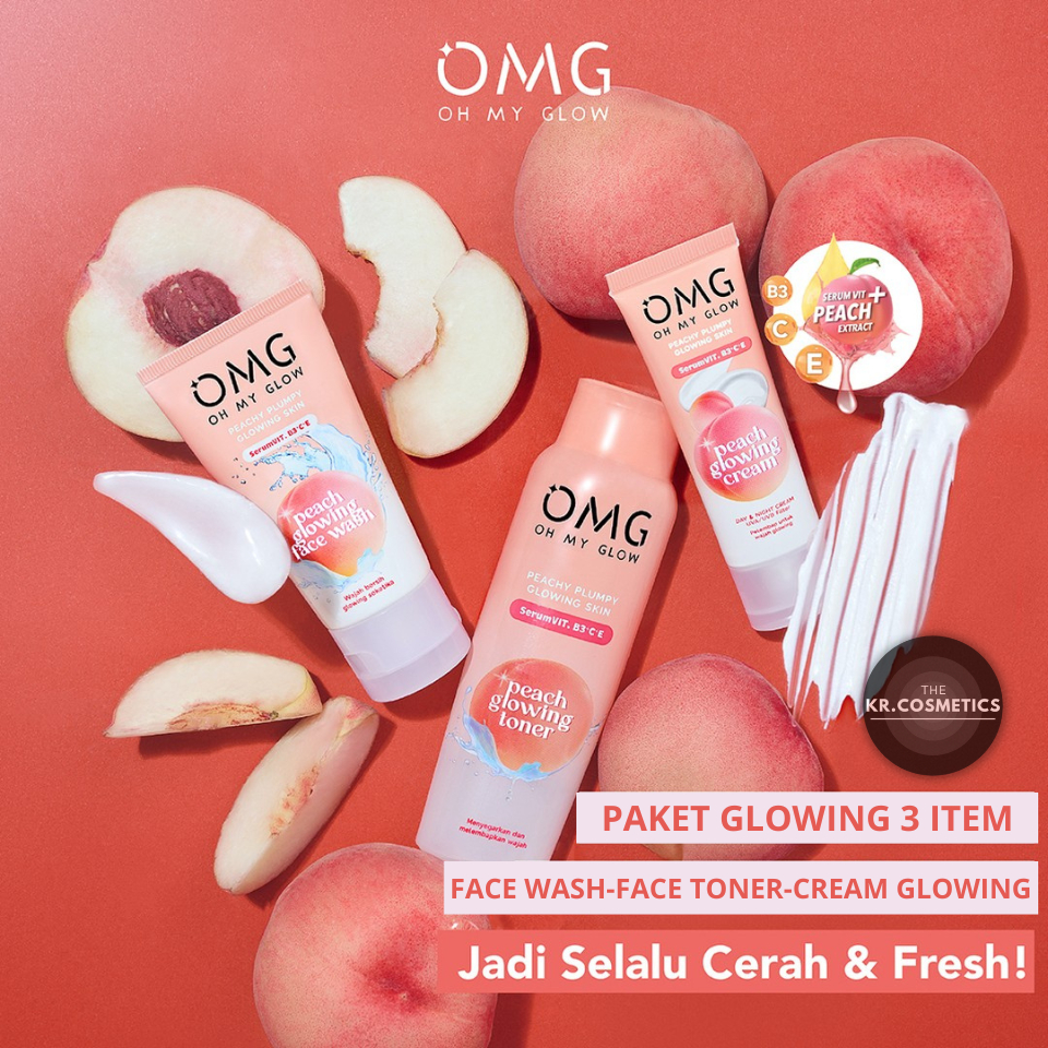 OMG OH MY GLOW SKINCARE glowing paket skincare Face Wash Cream Toner 3 item