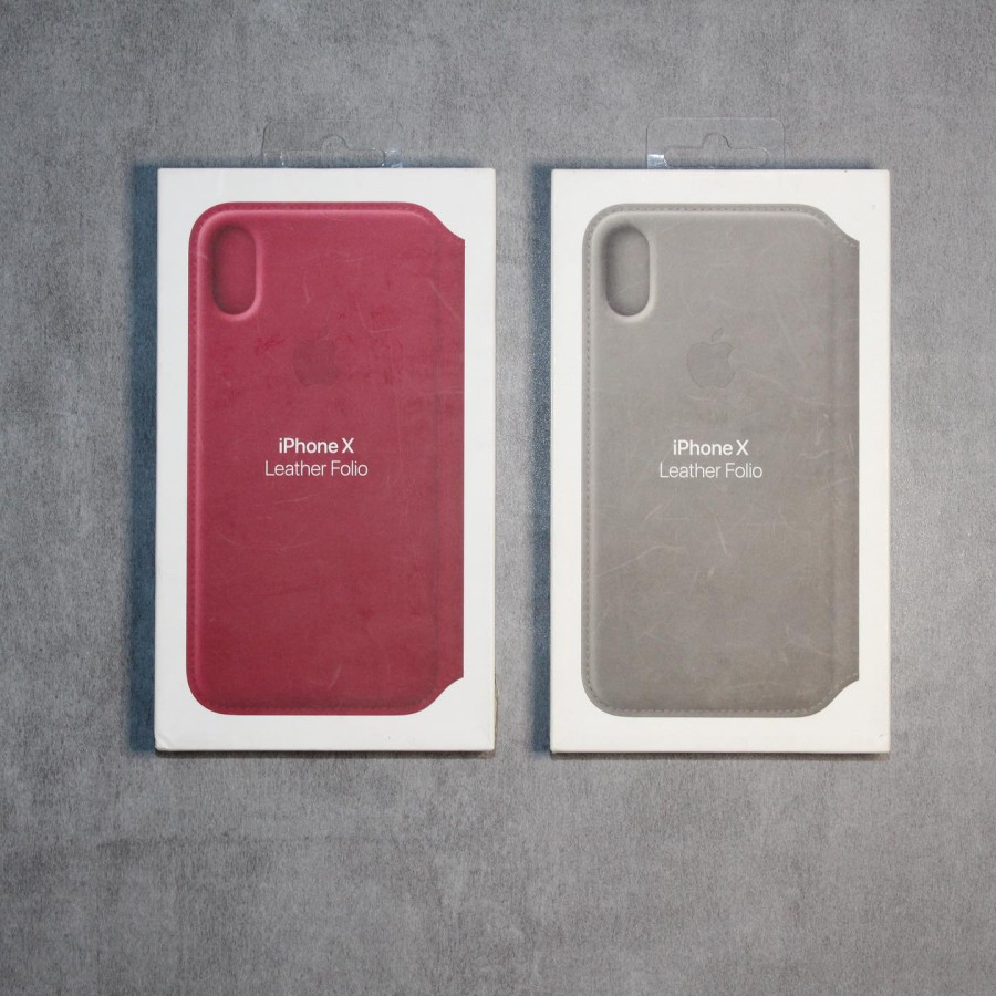 Apple Leather Folio Case for iPhone X/Xs Varians : Berry & Taupe New/Baru/Segel/BNIB 100% Original